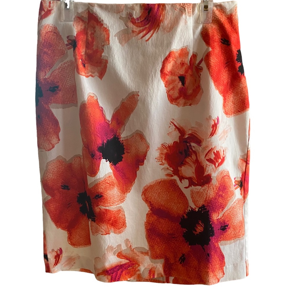 Worthington Women’s Skirt Size 12, Orange floral print on white.